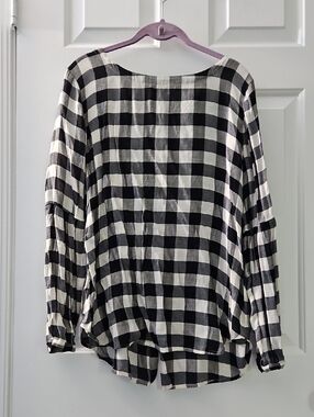 LOFT Black & White Checkered Button-Back Tunic